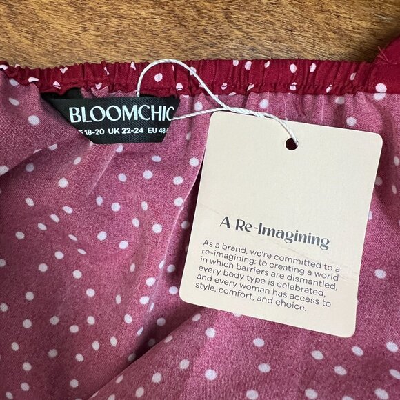 Bloom Chic Midi Dress Women 18 20 Red Polka Dot Sweetheart Flutter Sleeve Tiered - Picture 11 of 14